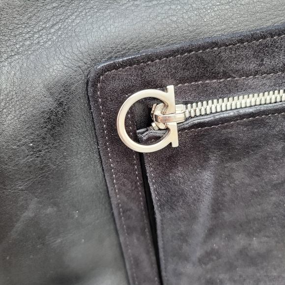 Salvatore Ferragamo Black Leather Suede Bag - Picture 9 of 16